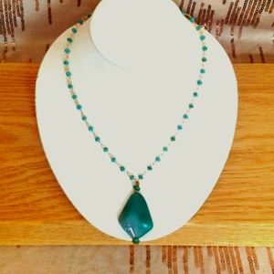 CHRYSOCOLLA W/ TURQ &14K-GF CHAIN